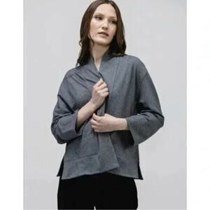 Ministry of Supply Womens Fusion Terry Open Cardigan Medium Gray Minimalist